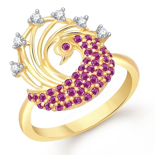 VK Jewels Charming Mayur Gold and Rhodium Plated Ring- FR1371G [VKFR1371G]