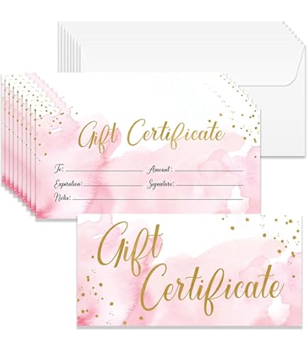 Blank Gift Certificates 25 Set With Envelopes - Aqua Blue Business Vouchers