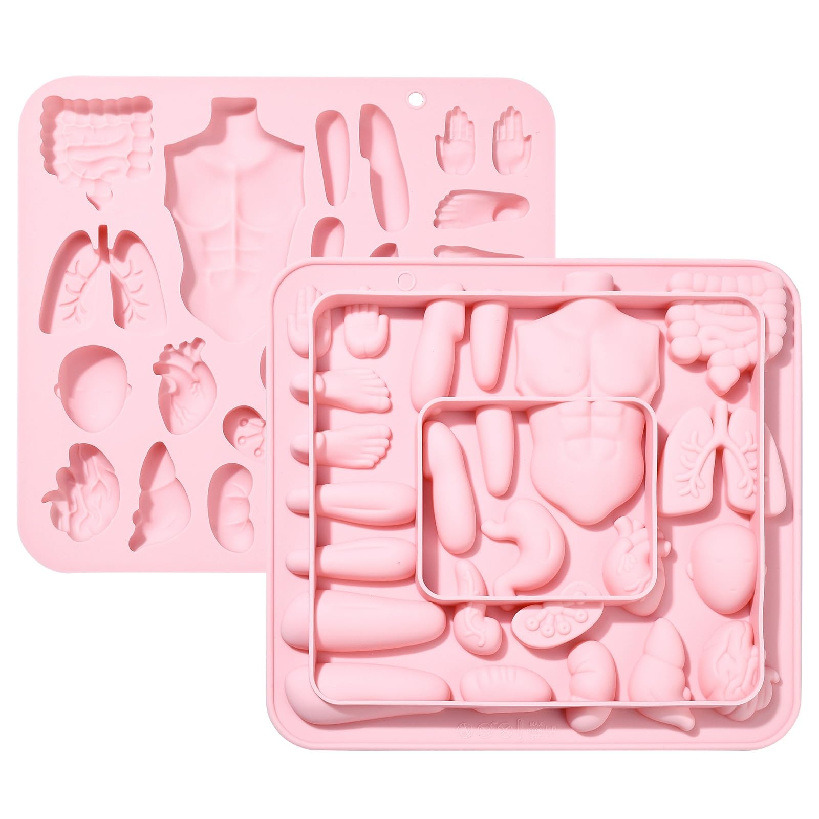 UR URLIFEHALL 2 Pcs Silicone Human Body Moulds Cartoon Body Parts Shaped Fondant Moulds for Chocolate Candy Ice Cube Cookie Reusable Baking