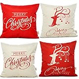 HOSL SD12 Merry Christmas Series Blend Linen Throw Pillow Case Decorative Cushion Cover Pillowcase Square 18