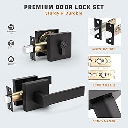 KNOBWELL 2 Pack Square Matte Black Entry Handle AMD