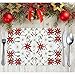 AerWo 6Pcs Christmas Holiday Placemats, Embroidered Poinsettia Christmas Table Place Mats for Christmas Dinner Christmas Table Decorations 11 × 17 Inch