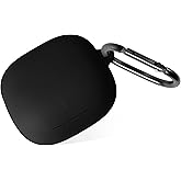 Geiomoo Silicone Case for Anker Soundcore Liberty 5, Soft Flexible Scratch Resistant Protective Cover with Carabiner (Black)