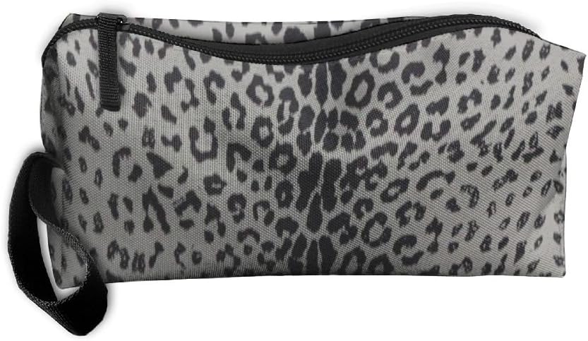 TO-JP Grey Leopard Print Pouch Portable Toiletry Bag Cosmetic Makeup Organizer
