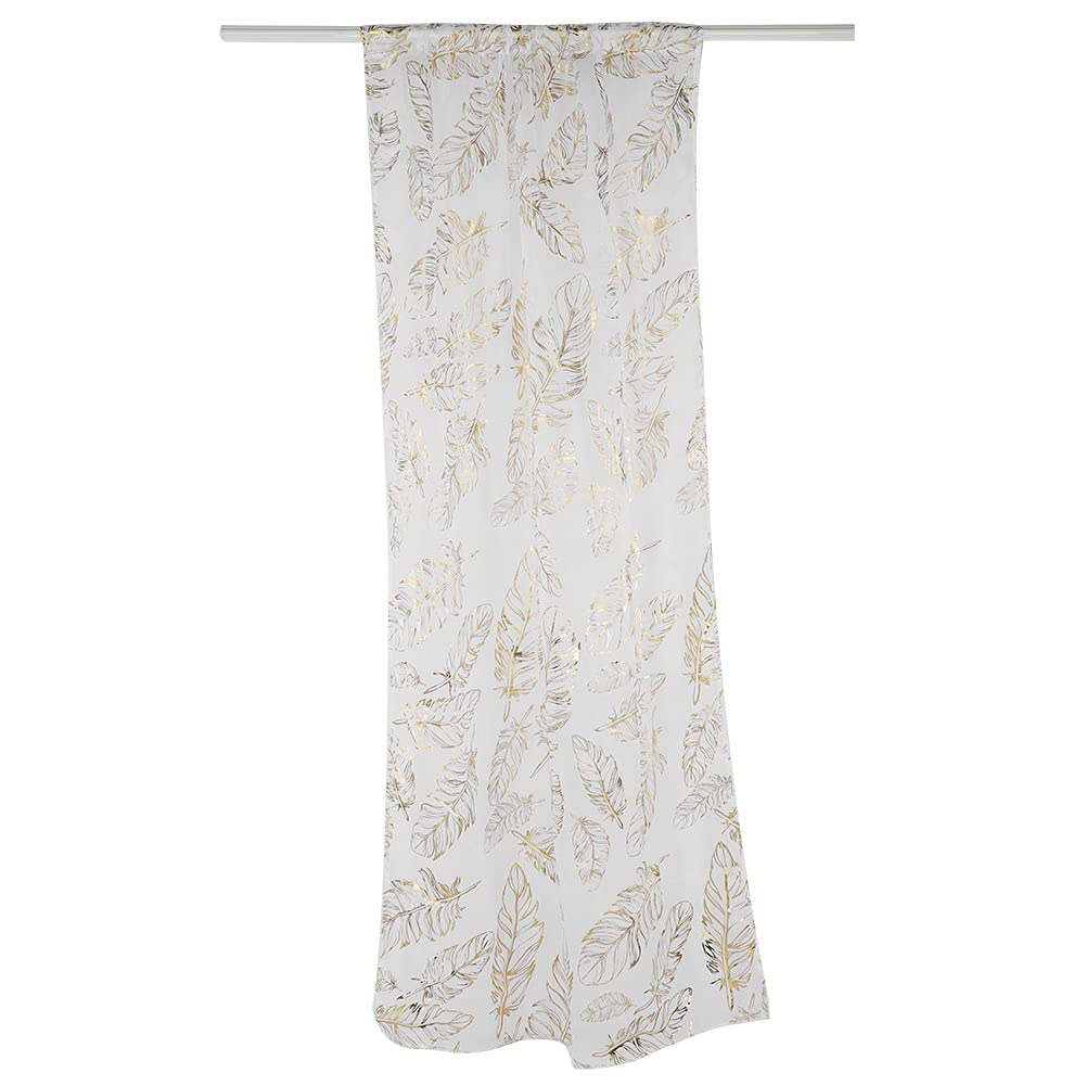 HERCHR Metallic Tree Sheer Curtains, 3.28×6.6 ft Sheer Curtains Voile Curtains for Windows,Bedroom Branch Print Gold White Curtains Window Voile Drapes for Living Room Bedroom