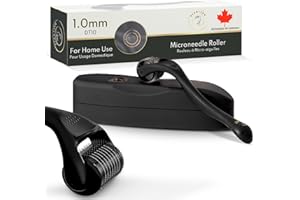 DermTech Derma Roller - 1.0mm - Designed in Canada - Real Titanium Needles - Premium Microneedling Roller - For Men & Women -