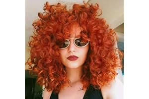 AIDUSA Short Loose Curly Wig for Black Women Short Curly Wigs for Women Curl Afro Wigs for Black Women Synthetic Hair Wig Natural for Women Soft Ginger Hair (Orange)