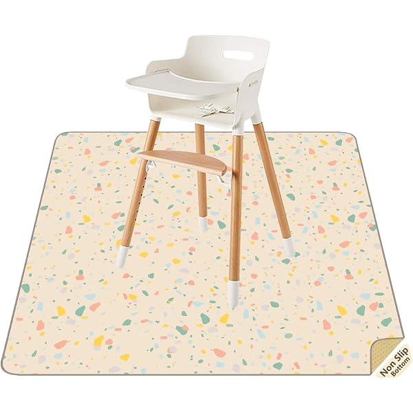 Tapis De Sol Pour Chaise Haute Bébé - 130x130 Cm - Lavable - Antidérapant Et étanche - Protection Des Sols