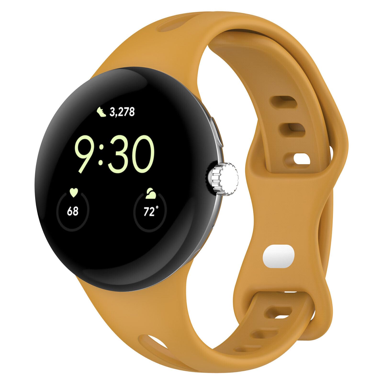 Panda Bobo Strap Compatible for Google Pixel Watch 2 / Google Pixel Watch Strap, Soft Silicone Adjustable Sport Replacement Wrist Bands for Women Men (Yellow)
