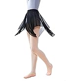Daydance Teen Girls Women Ballet Skirts Asymmetrical Side Dip Sheer Chiffon Dance Skirts for Leotards