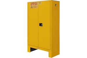 Durham 1045ML-50 Flammable Safety Cabinet with 2 Manual Door and Legs, 43" x 18" x 71", 45 gal Capacity, Yellow