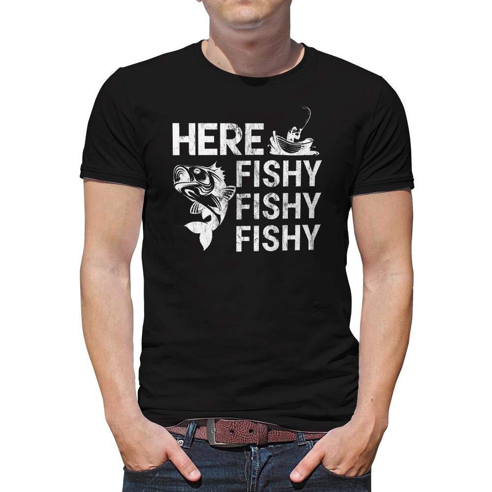 Fishing Here Fishy Printed Sleeve Tee T Shirt