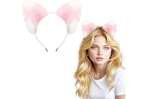 Qiansail Fox Cat Ears Headband for Women Furry Wolf Ear Hairband Fancy Halloween Animals Costume Accessories