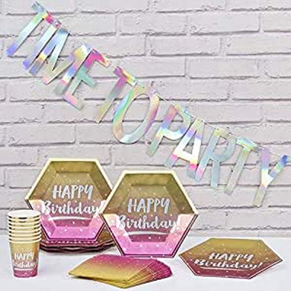 Pioneer Europe 17719 Rose Gold Birthday Ombre Set for 8 Guests with a Party Bunting