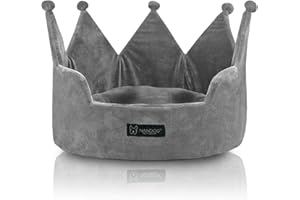 NANDOG Pet Gear Crown Cozy Round Dog and Cat Bed Collection Washable Indoor Pet Bed for Small Breeds -Soft Bed Fits in Crate or Kennel - Made of Ultra Soft Micro-Plush Material (Grey)