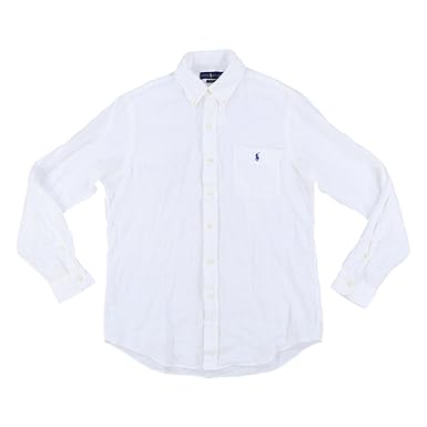 ralph lauren mens white linen shirt