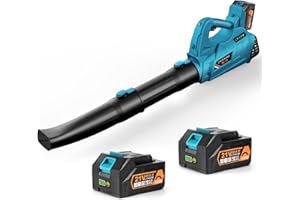 EKACO Leaf Blower - 320CFM 180MPH 21V Leaf Blower Cordless with 2 X 5.0 Ah Battery & Charger, Electric Leaf Blower Battery Powered Leaf Blower Lightweight for Snow Blowing & Lawn Care Yard Cleaning