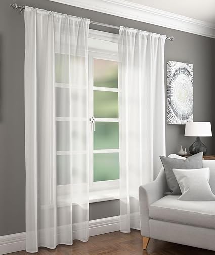 Style It Up 1 Pair Voile Net Curtains Mesh Sheer Rod Slot Top