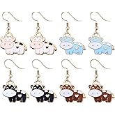 ONLYJUMP 4 Pairs Cow Farm Pet Earrings for Women Cute Golden Cow Animal Drop Earrings Farm Animals Earrings Country Fashion Birthday Friendship Party Accessories Jewelry Gift 