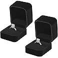 KUKUVR 2 Pieces Velvet Ring Gift Box, Small Ring Storage Boxes for Proposal Wedding Engagement Christmas Valentine's Day, Ring Earrings Stud Holder Display box for Woman Girl