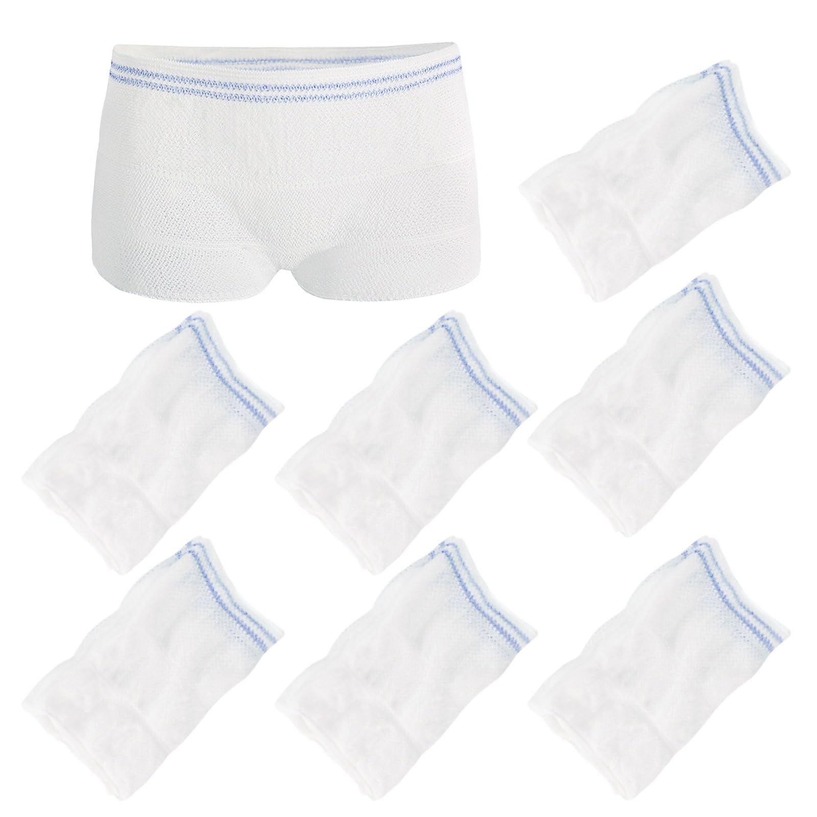 FUIPVGI 7 Pack Fix Reusable Net Pants, Incontinence Net Knickers, Women's Net Knickers High Density Mesh Disposable Pants for Maternity Incontinence Daily Travel (White,7)
