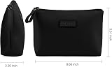 Maange Small Cosmetic Bag PU Leather Travel Pouch with Handle Black view 3