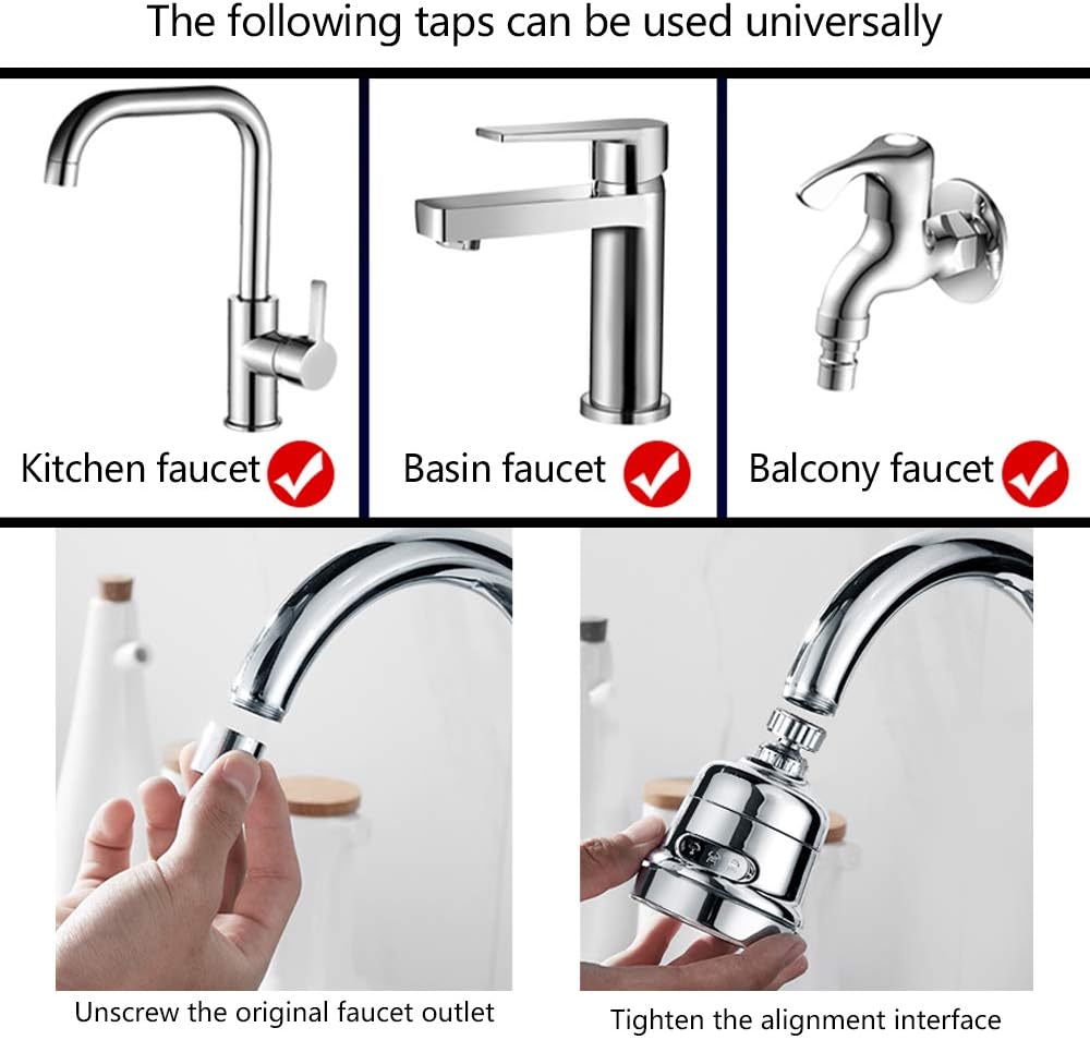 Lgsixe Faucet Water Filter 3 Modes Position Adjustable Sink