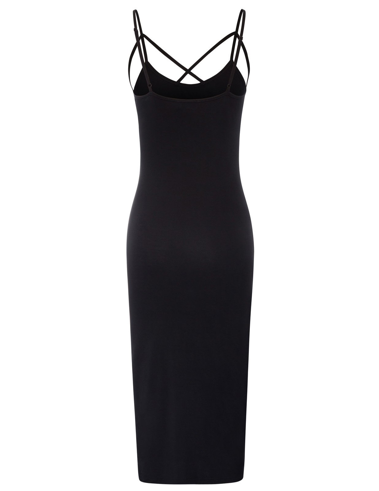 Kate Kasin Sleeveless Spaghetti Strap Long Cami Slip Bodycon Slip Dress