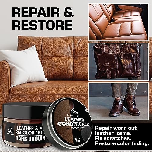 FORTIVO Dark Brown Leather Paint, Leather Couch Repair Kit, Leather