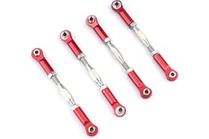 Hosim Front Rear Turnbuckles Set, 4PCS Aluminum Adjustable 75-89mm Camber Linkage Rod Ends for 1/10 Traxxas Slash 4x4 RC Cars Replacement Upgrades Hop-up Parts (Red)