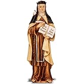 WJH Saint Teresa of Avila 4" Cold Cast Resin Hand Painted Patron Saint Figurine with Holy Card