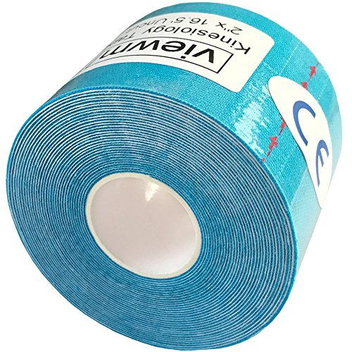 Viewm Kinesiology Tape for Athletic Recovery, Breathable Waterproof Elastic Sports Tapes, 2"x 16.5' Uncut Roll (Blue)