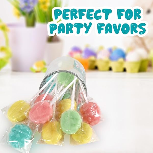 EGG SHAPED LOLLIPOPS TREATS FOR KIDS, SCHOOL AND PARTY FAVOR BAG FILLERS – BULK EASTER CANDY INDIVIDUALLY WRAPPED SUCKERS FOR EASTER BASKET STUFFERS AND SPARE TIME INDULGENCE, 16 COUNT