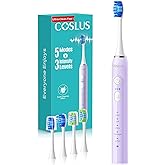 COSLUS C30 Electric Toothbrush for Adults, Ultra-Clean, 1PC, Purple | Effective yet Gentle, 3 Intensities &amp; 5 Modes, 2 Types Soft or Medium Firm Heads, Daily Care, Compact for Travel Home Family