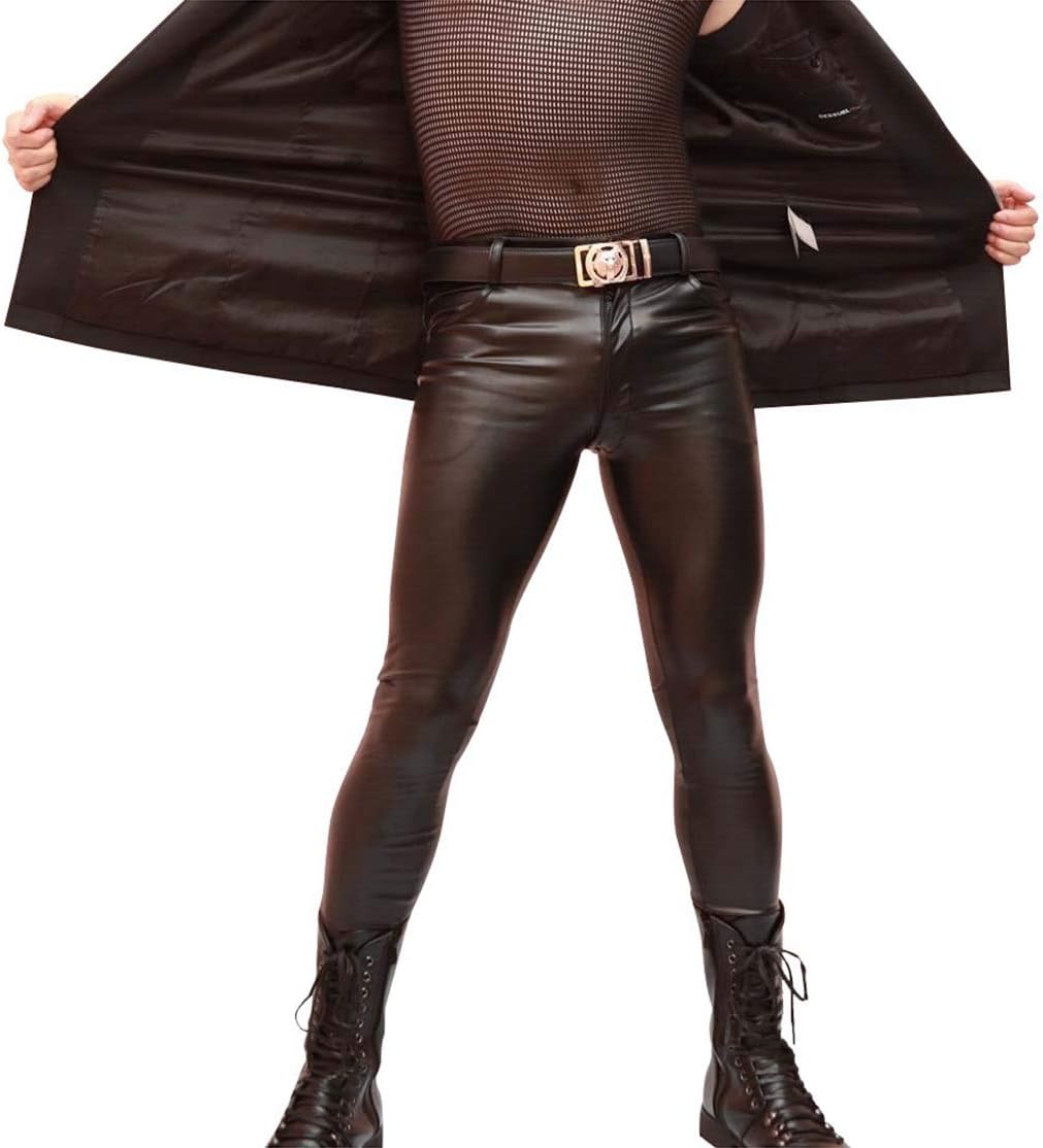 navy blue leather trousers