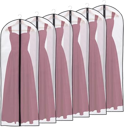 Niviy Long Garment Covers 6pcs Dustproof Waterproof with Zipper 60x160cm