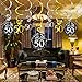 Konsait 50th Birthday Decoration, 50th Birthday Hanging Swirl (15 Counts), Happy Birthday & 50 Table Confetti (1.05oz) Black Hanging Swirl Ceiling Decor Table Decor for Birthday Party Decorations