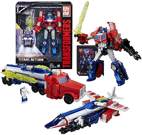 Hasbro Year 2016 Transformers Generations Titans Return Voyager Class 7 Inch Tall Figure - DIAC and OPTIMUS PRIME with Sword and Card (Alt Mode: Jet and Firetruck)