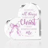 Pink Room Decor Office Desk Accessories Christian Gifts for Women Inspirational Bible Verse Heart Acrylic Sign the Pink Bible Feminine Products Prayer Wall Art Decor for Home Office Dorm Religious Prayer (Acrylic Desk Sign 01)