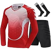 GEF1573ANTU Kids Soccer Goalie Jersey and Shorts,Youth/Boys Long Sleeve Shirt Soccer Goalkeeper Jersey