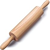 Wooden Rolling Pin 17.6 Inch with Rotating Ergonomic Handles – Classic Beech Wood Dough Roller for Baking Pizza, Pastry, Brea
