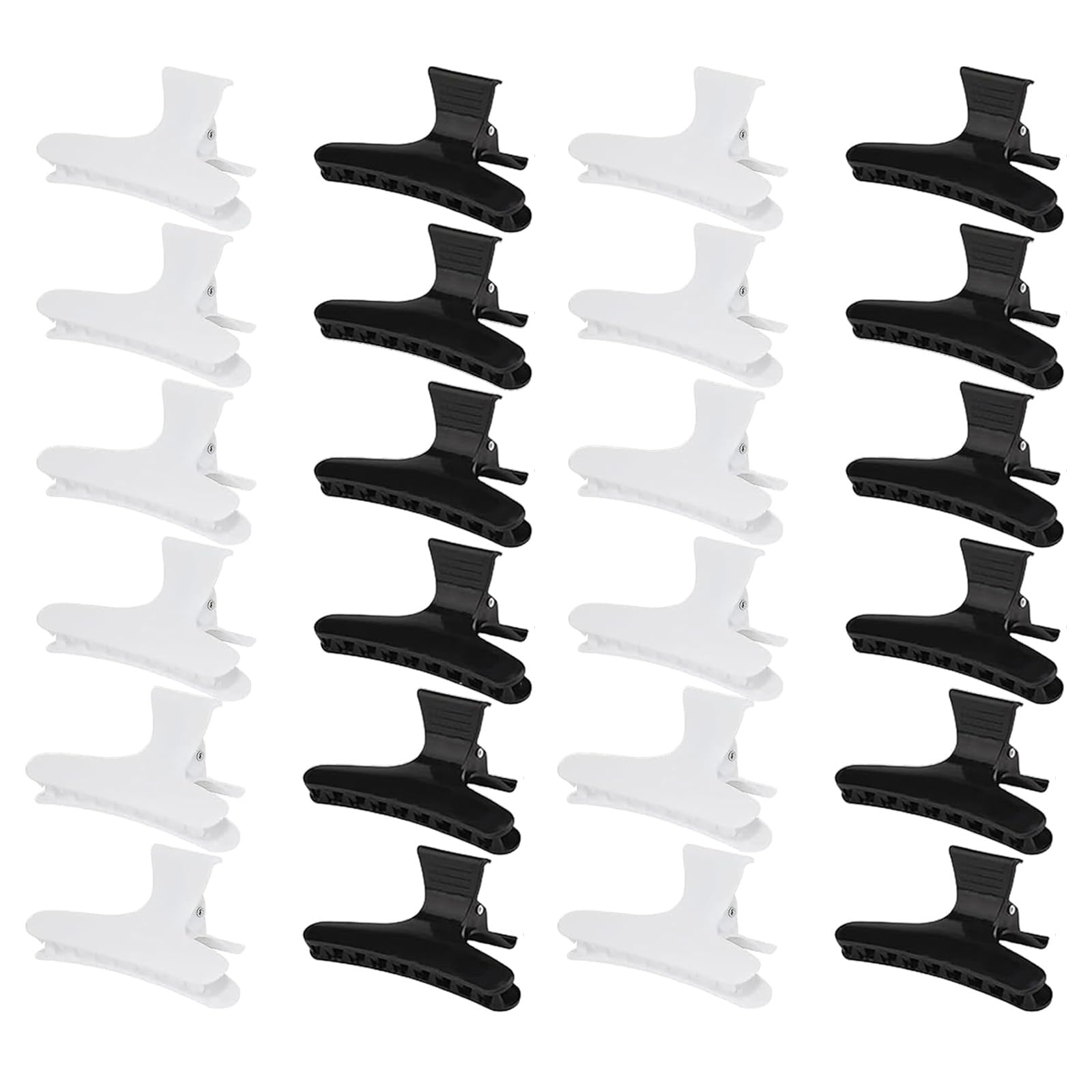 Vexquivera 24 PCS Butterfly Hair Clips Black White Clip Hair Clips Hairdressing Claw Hair Styling Accessories Straps Comb Teeth Strong Clips Suitable for Girls and Women (Black White)