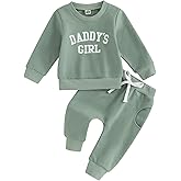 CREAIRY Newborn Baby Girl Outfits Daddy’s Girl Sweatshirt Long Sleeve T-Shirt Tops Pants Set Sweatsuit Toddler Fall Clothes