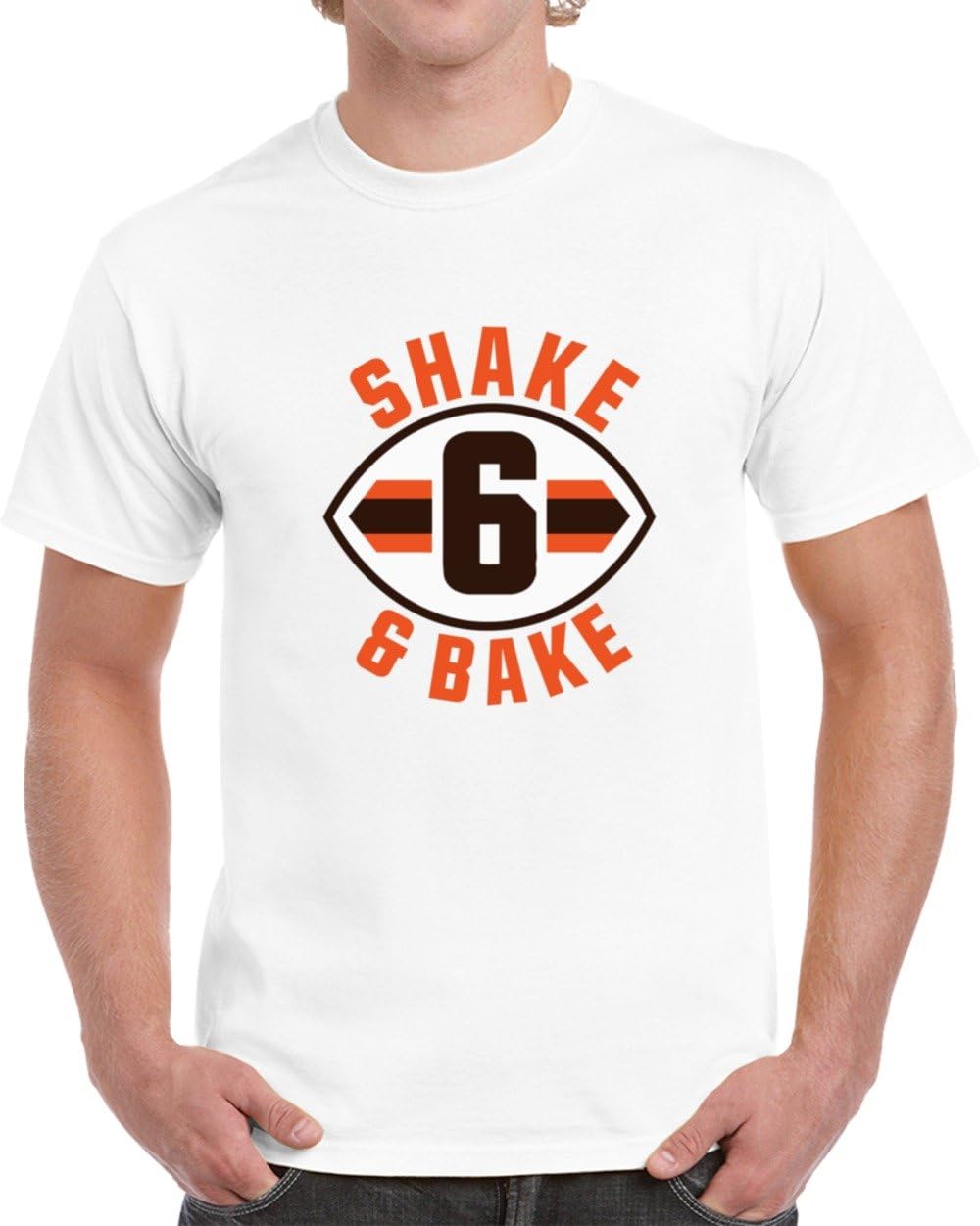 Baker Mayfield Shake and Bake Cleveland Football White T Shirt