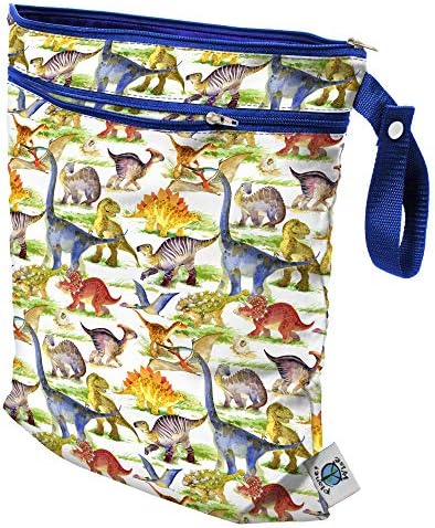 Planet Wise Dino Mite Medium Wet/Dry Bag | Reusable Wet Bag for Swimsuit, Dirty Diapers and Beach Trips Then A Dry Bag for Everything Else | Waterproof Wet Bag Keeps The Wetness and Odors Contained