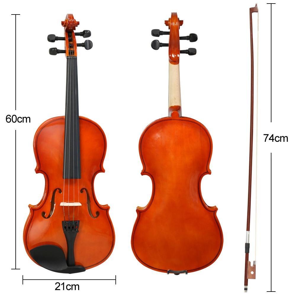 Popamazing New 4/4 Full Size Natural Acoustic Violin Set Antique Wood Violin with Bow&Rosin Cake&Bridge&Strings + Carry Case