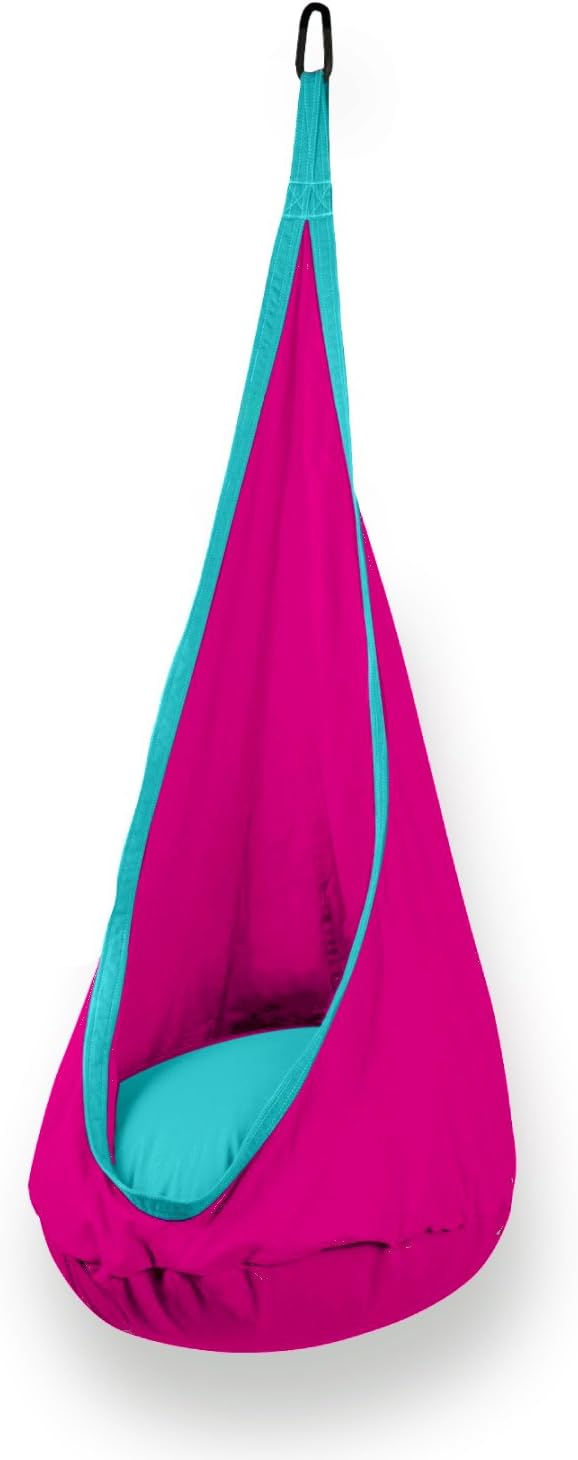 SAMAY Kids Hanging Hammock Pod Swing Chair Complete Set, Hot Pink, One Size