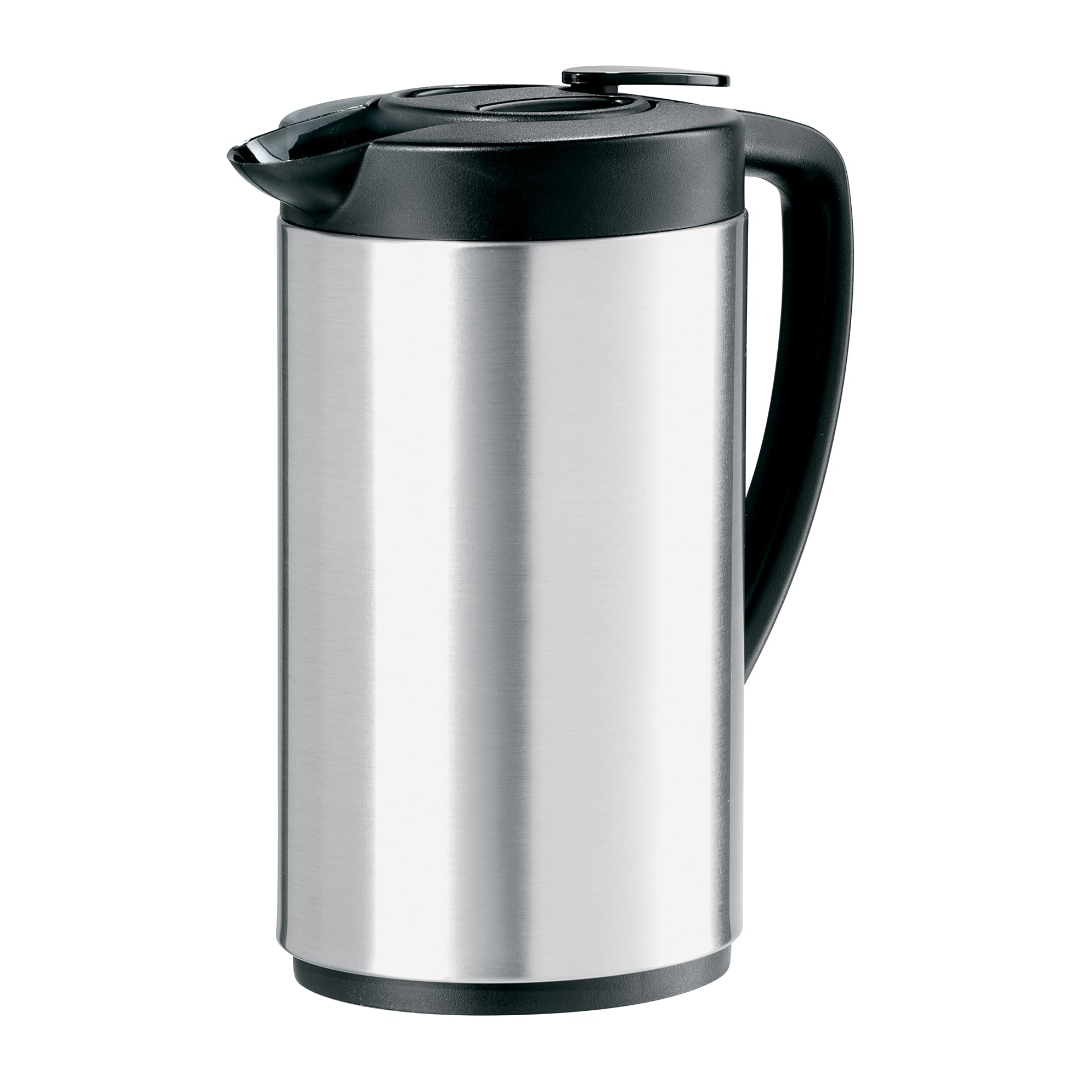 Photo 1 of OGGI Oval Carafe Glass Liner - Stainless Steel Body, 1 Liter / 34oz Capacity - Ideal Glass Vacuum Coffee Carafe and Tea Thermos, Press Button for Easy Pouring - Stainless