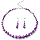 Howlite Birthstone Beaded Necklaces for Women 18 Inches - Summer Gemstone Beads - Beachy Necklaces Statement Boho Jewelry -Engagement, Wedding, Anniversary - Birthday Christmas Gifts for Women