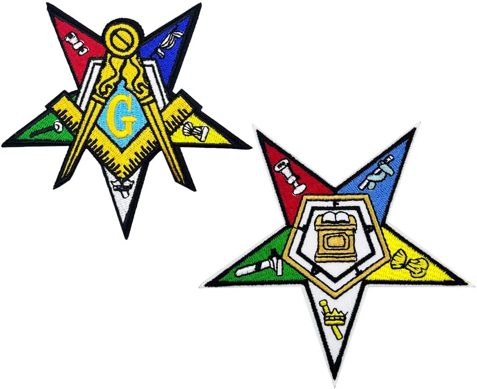 Mixed Media - 2 pcs set Masonic Order of The Eastern Star Embroidered Iron On Patches